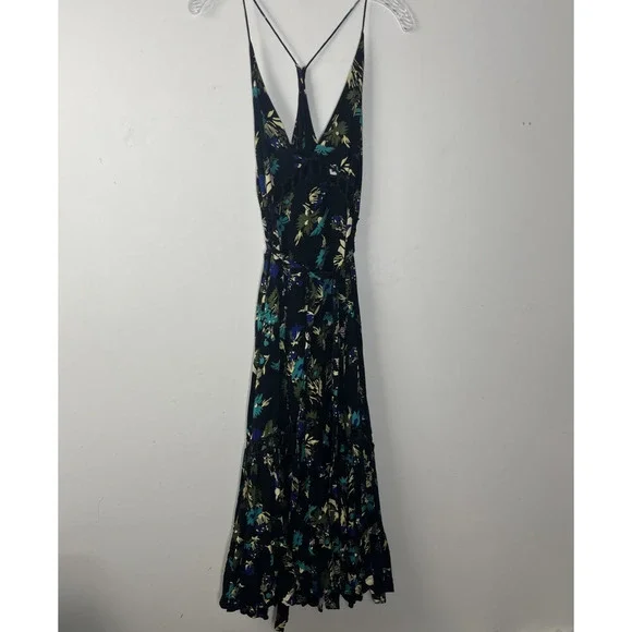 Free People Pages of Gold Maxi Dress XS Floral Crochet Cutout Full Boho Whimsi - Picture 1 of 12